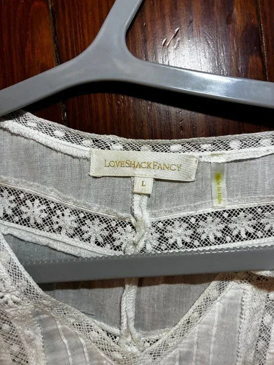 LoveShackFancy White Cotton Eyelet Embroidered Tiered Mini Dress – Lace Inset, - Picture 5 of 10